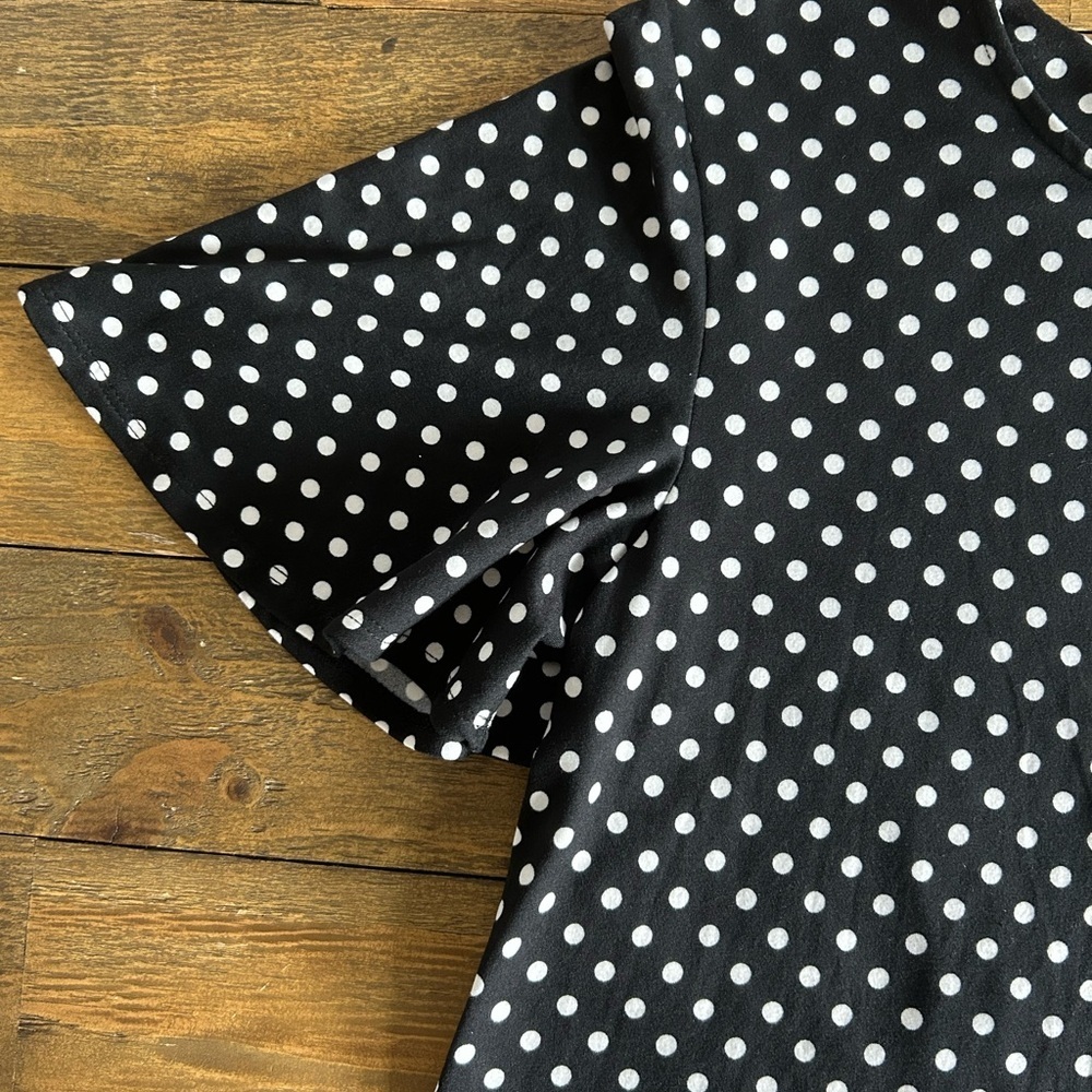 TIANA B Black & White Polka Dot Swing | Soft Knit Short Sleeve Dress - Picture 5 of 15